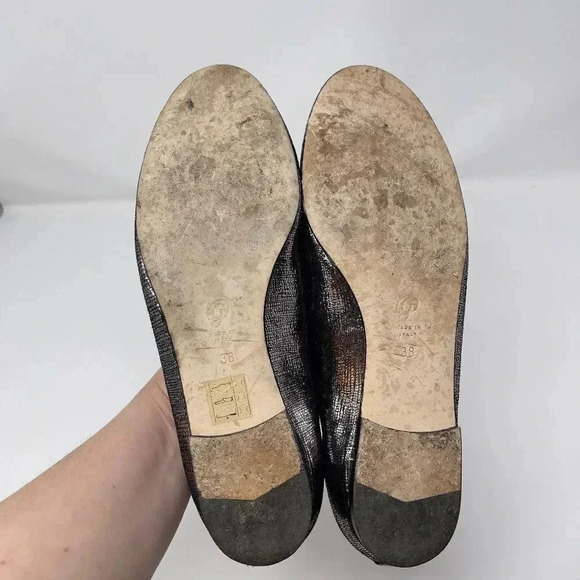M. Gemi Black Metallic Silver Ballet Flat Shoes - Picture 4 of 5